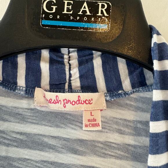 Fresh Produce Weekender Open Front Striped Nautical Blue White Large - Picture 2 of 7